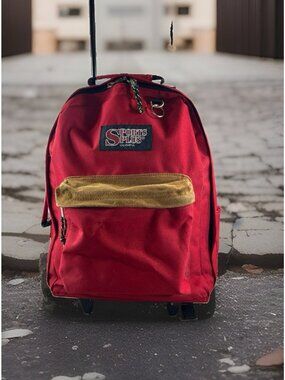 Sports Plus Olympia Red Rolling Backpack Wheeled Travel Carry-on Bag luggage